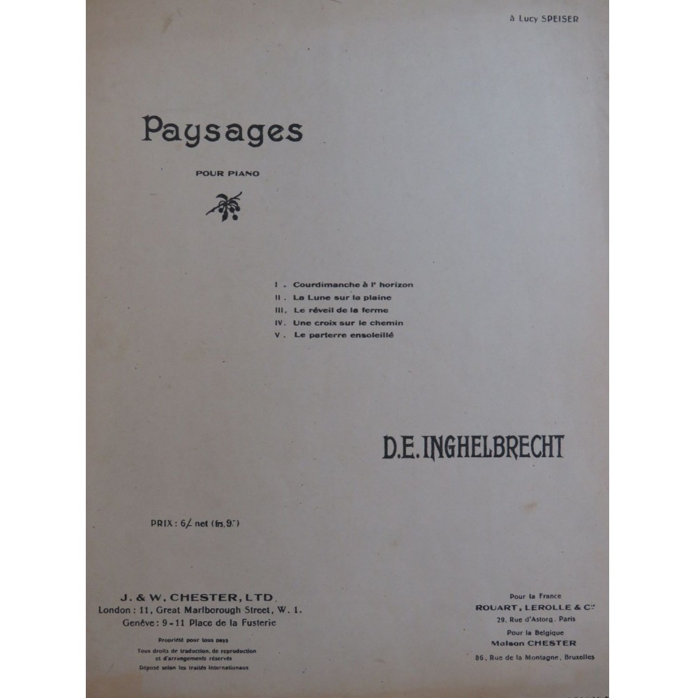 INGHELBRECHT D. E. Paysages Piano 1920