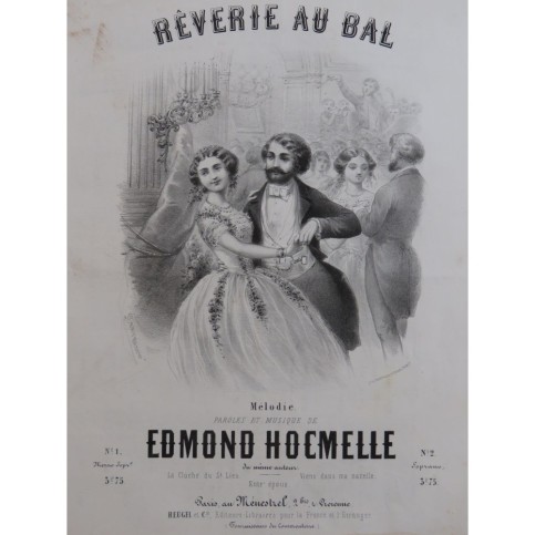 HOCMELLE Edmond Rêverie au Bal Chant Piano ca1850