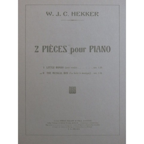 HEKKER W. J. C. The Musical Box Piano