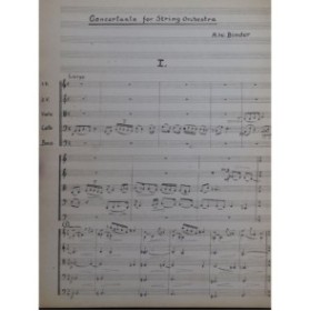 BINDER Abraham Wolf Concertante for String Orchestra Orchestre