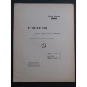 DEBUSSY Claude Quatuor No 1 op 10 Piano 4 Mains 1904