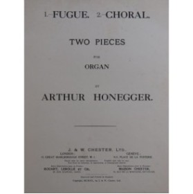 HONEGGER Arthur Two Pieces Orgue 1920