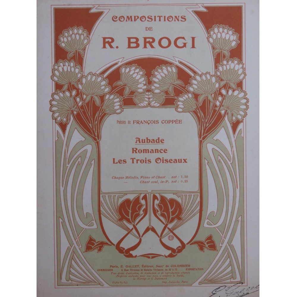 BROGI René Aubade Chant Piano ca1905