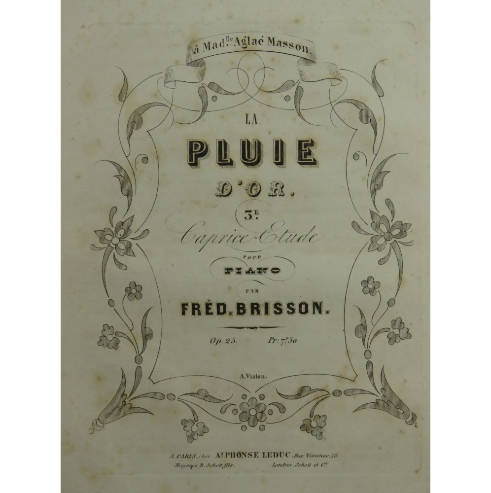 BRISSON Frédéric La Pluie d'Or op 25 Piano ca1850