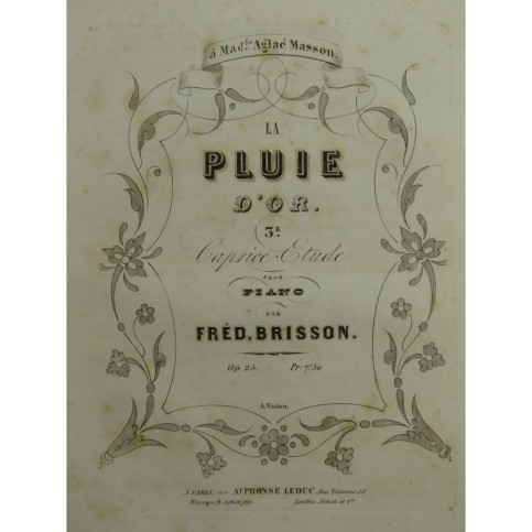 BRISSON Frédéric La Pluie d'Or op 25 Piano ca1850