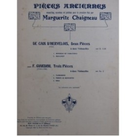 GIARDINI F. Trois Pièces à deux Violoncelles 1923