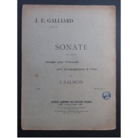 GALLIARD Johann Ernst Sonate Sol Majeur Piano Violoncelle 1918