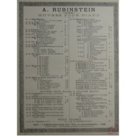 RUBINSTEIN Anton Deux Mélodies op 3 Piano ca1885