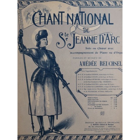 REUCHSEL Amédée Chant National de Ste Jeanne d'Arc Chant Piano 1921