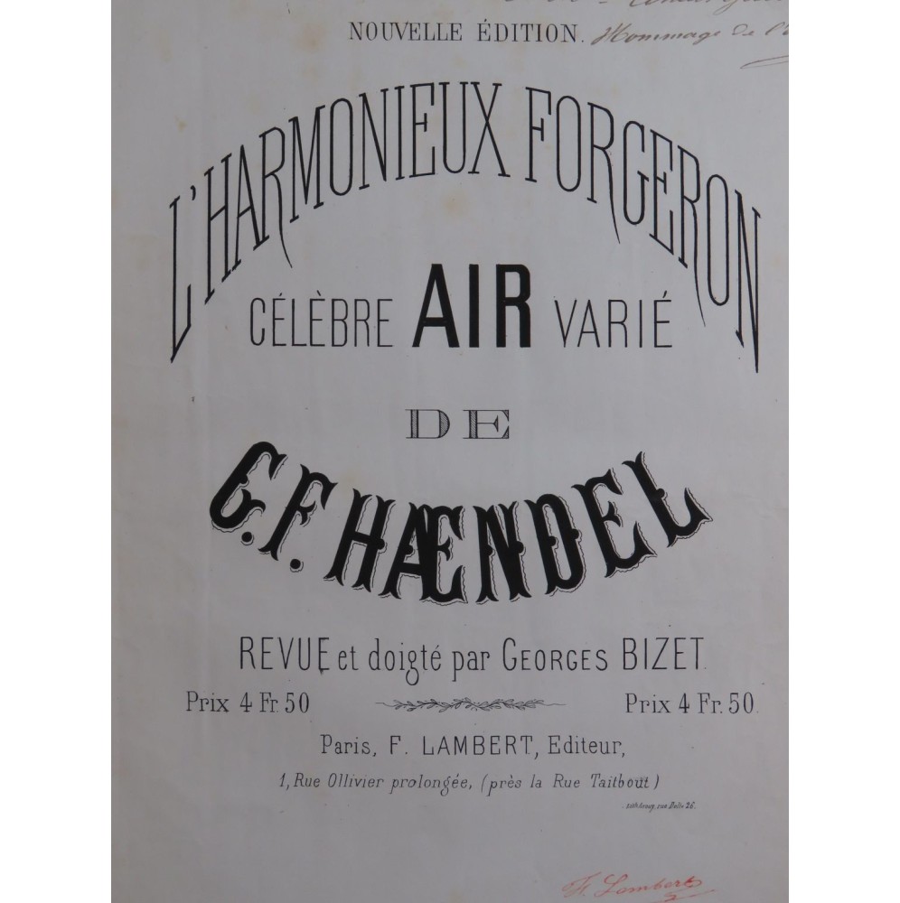 HAENDEL G. F. L'Harmonieux Forgeron Piano XIXe