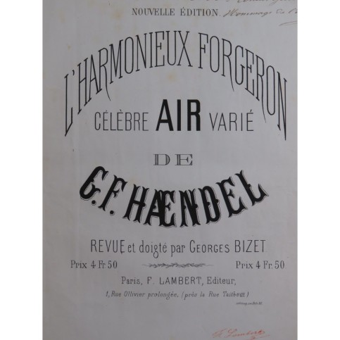 HAENDEL G. F. L'Harmonieux Forgeron Piano XIXe