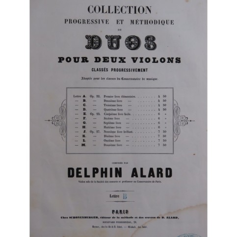 ALARD Delphin Duo No 2 pour deux Violons ca1850