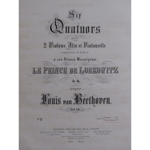 BEETHOVEN Quatuor op 18 No 2 Violon Alto Violoncelle ca1870