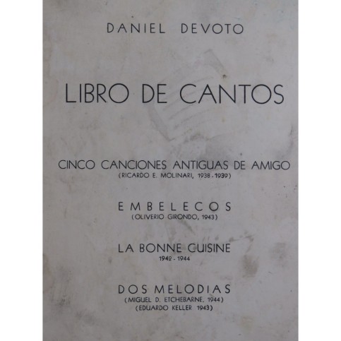 DEVOTO Daniel Libro de Cantos Chant Piano 1947