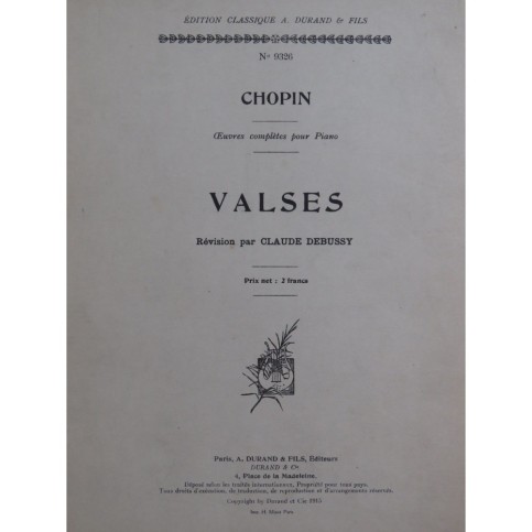 CHOPIN Frédéric Valses 14 Pièces Piano