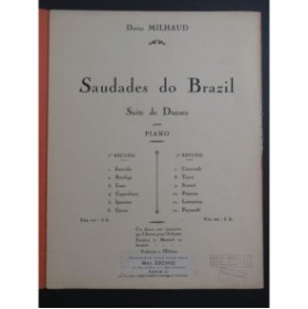 MILHAUD Darius Saudades do Brazil Suite de Danses Recueil No 1 Piano 1922