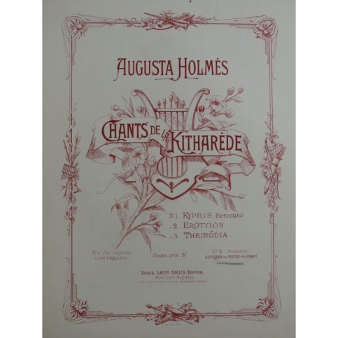 HOLMÈS Augusta Chants de la Kitharède No 1 Kypris Chant Piano ca1890