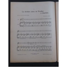 MASSENET Jules La dernière lettre de Werther à Charlotte Chant Piano 1913