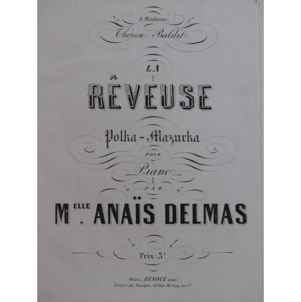 DELMAS Anaïs La Rêveuse Piano XIXe siècle