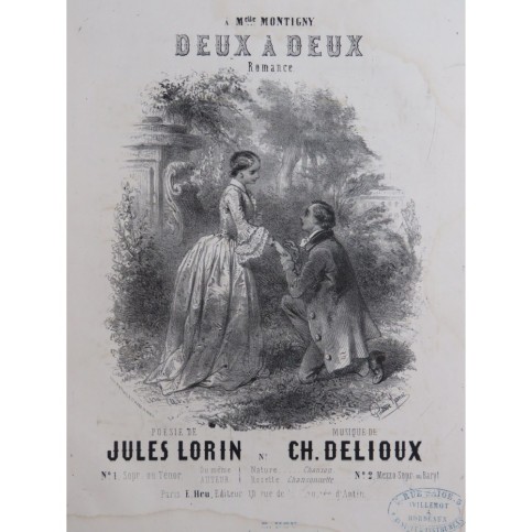 DELIOUX Charles Deux à Deux Chant Piano ca1850