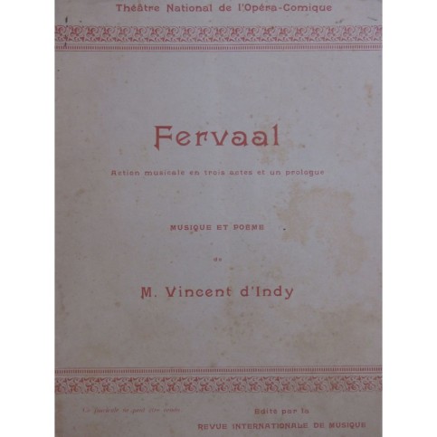 D'INDY Vincent Fervaal Action Musicale Brochure 1898