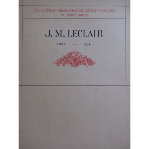 LECLAIR Jean-Marie Sonate No 11 Violon Piano 1907
