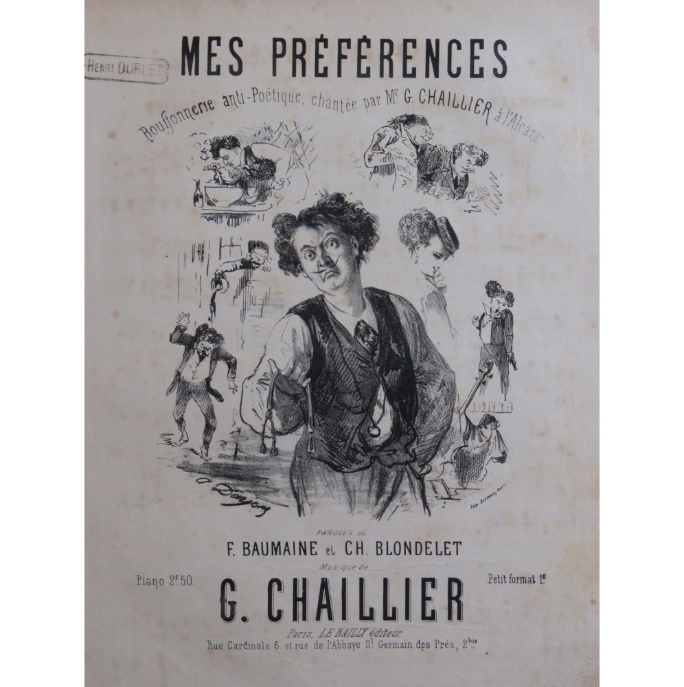 CHAILLIER Gustave Mes Préférences Chant Piano ca1880