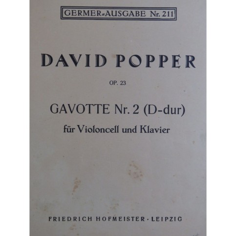 POPPER David Gavotte No 2 op 23 Violoncelle Piano