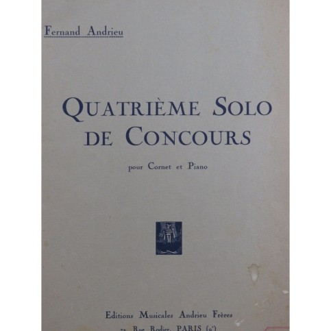 ANDRIEU Fernand Solo de Concours No 4 Cornet Piano