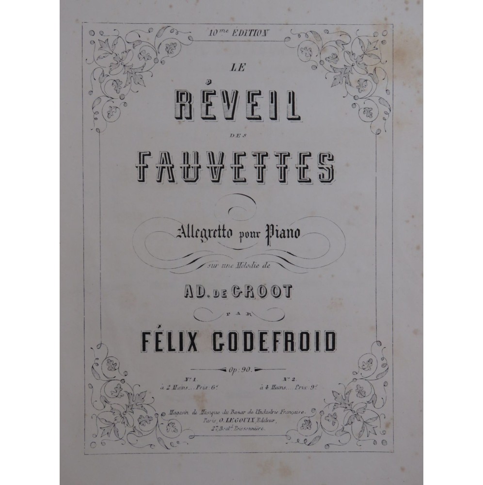 GODEFROID Félix Le Réveil des Fauvettes Allegretto Piano ca1860