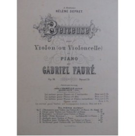 FAURÉ Gabriel Berceuse Op 16 Piano Clarinette ca1905
