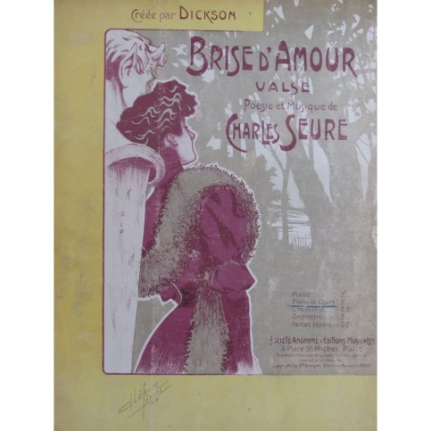 SEURE Charles Brise D'Amour Valse Chant Piano 1906