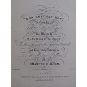 HORN Charles E. Row Boatman Row Chant Piano ca1845