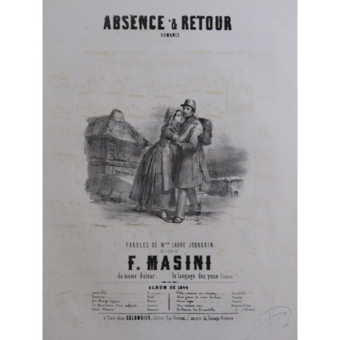 MASINI F. Absence et Retour Chant Piano 1844