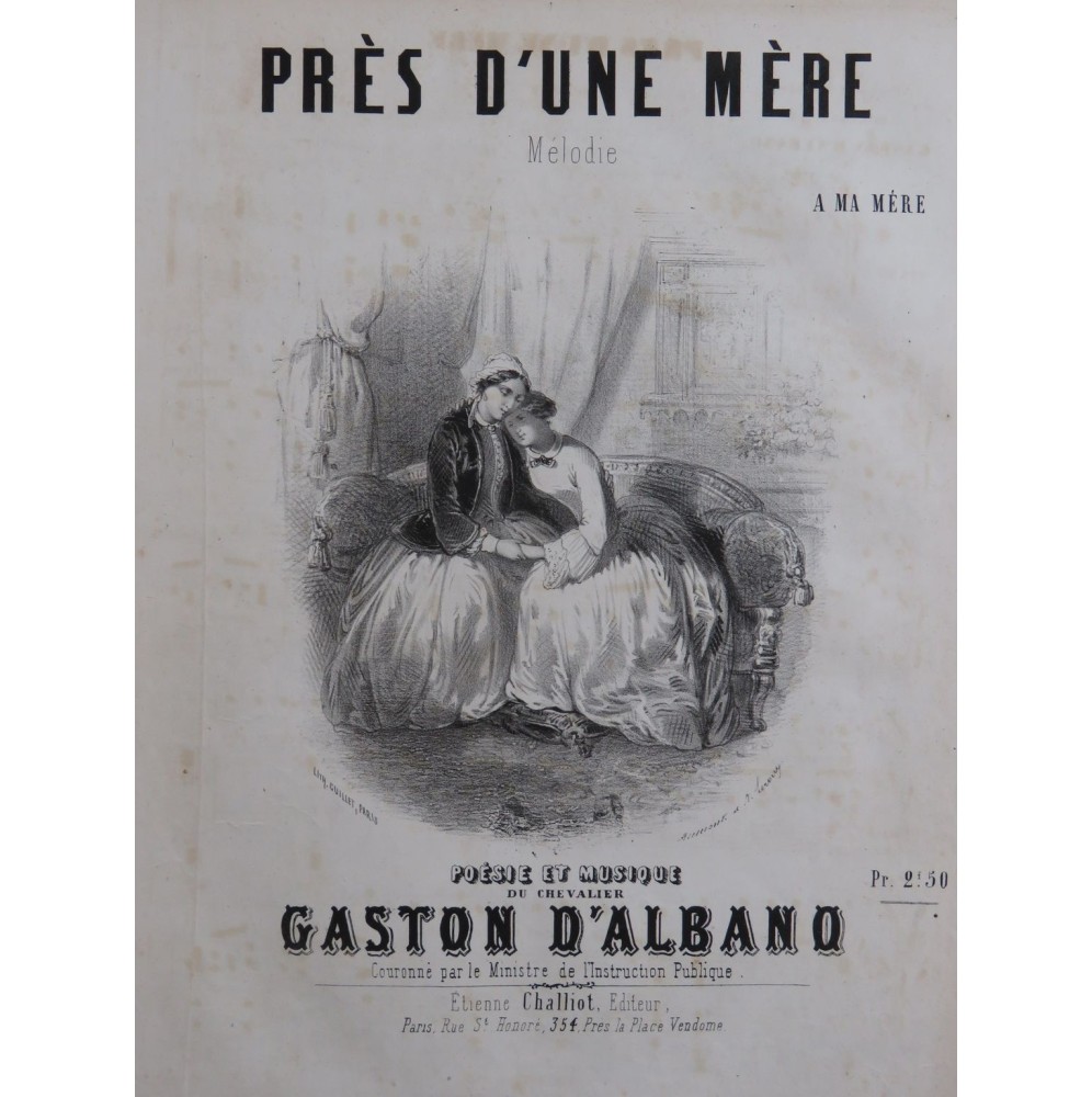 D'ALBANO Gaston Près d'une Mère Chant Piano ca1850
