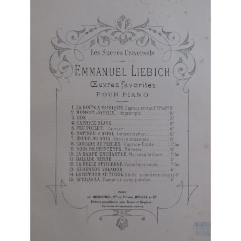 LIEBICH Emmanuel La Boite à Musique Piano 1892