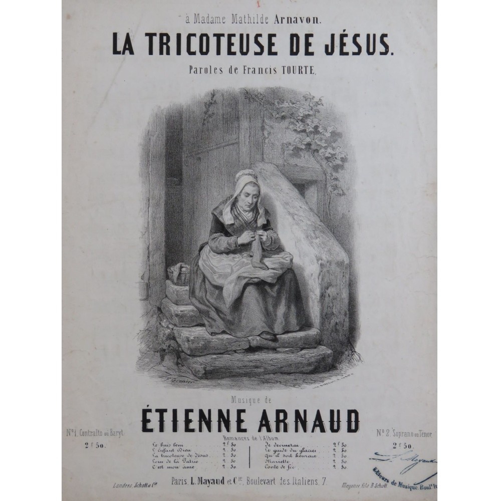 ARNAUD Étienne La Tricoteuse de Jésus Chant Piano ca1850