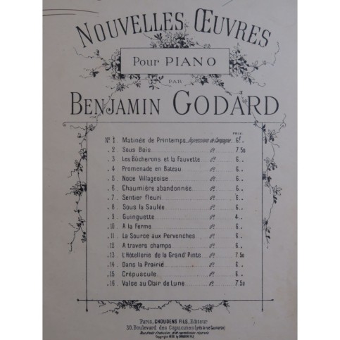 GODARD Benjamin Valse au Clair de Lune Piano ca1890
