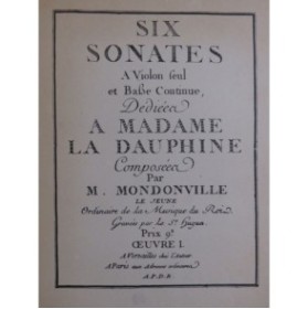 MONDONVILLE C. C. Sonate en Fa mineur Adagio Piano Violon 1908