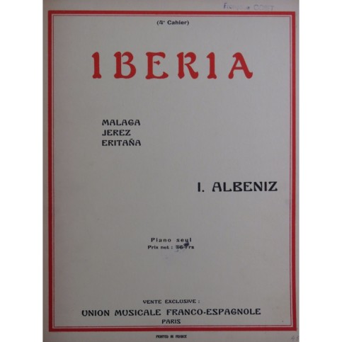 ALBENIZ Isaac Iberia Cahier No 4 Piano