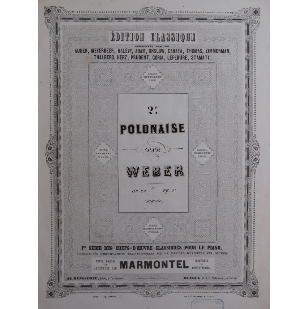 WEBER Polonaise No 2 op 72 Piano ca1860