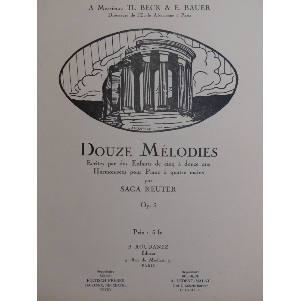 REUTER Saga Douze Mélodies op 3 Piano 4 mains 1923