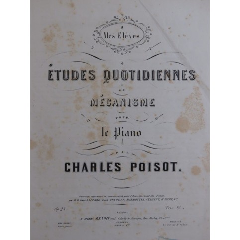 POISOT Charles Études Quotidiennes de Mécanisme op 23 Piano XIXe