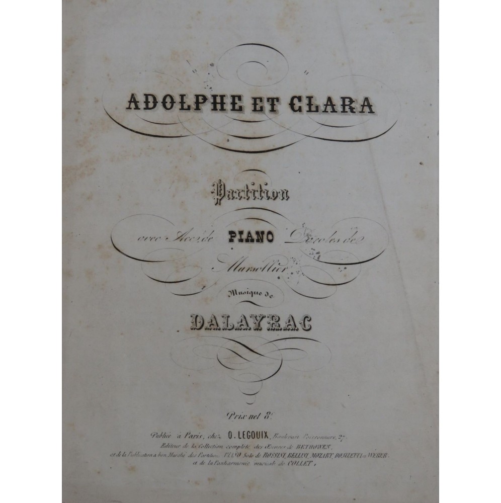 DALAYRAC Nicolas Adolphe et Clara Opéra Chant Piano ca1850