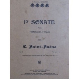 SAINT-SAËNS Camille Sonate No 1 Violoncelle Piano ca1900