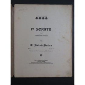 SAINT-SAËNS Camille Sonate No 1 Violoncelle Piano ca1900