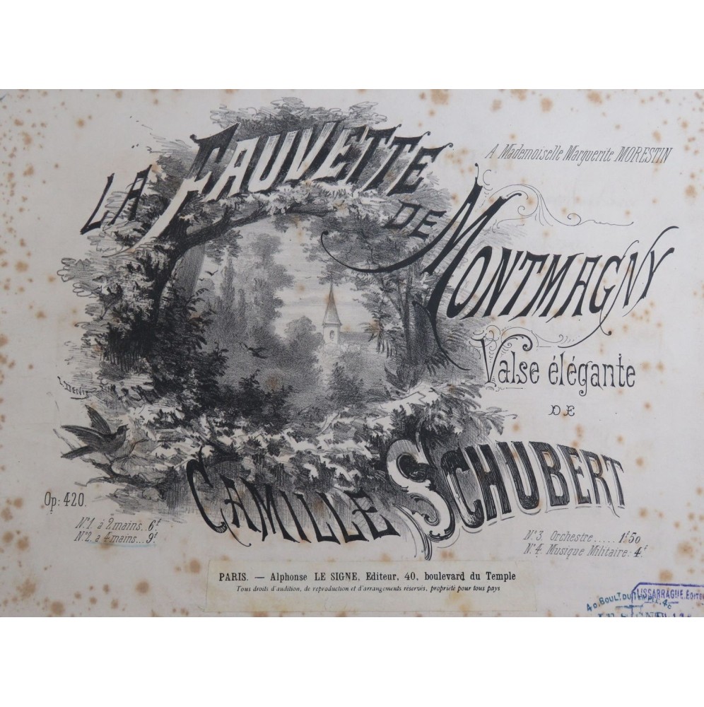 SCHUBERT Camille La Fauvette de Montmagny Valse Op 420 Piano 4 Mains ca1878
