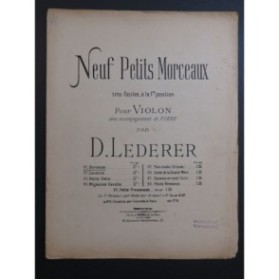 LEDERER D. Berceuse Violon ou Violoncelle Piano