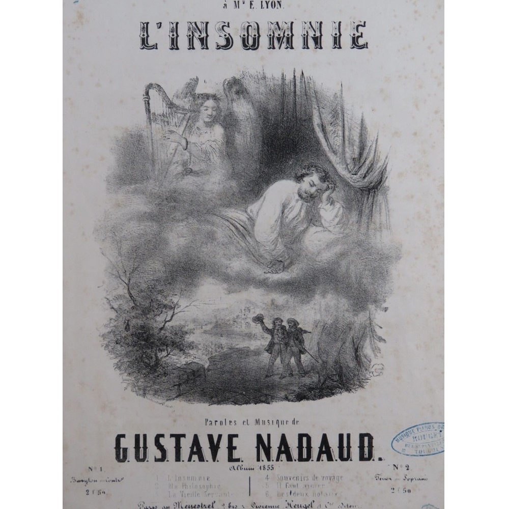 Nadaud Gustave L'Insomnie Chant Piano 1855