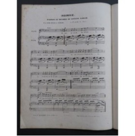 Nadaud Gustave L'Insomnie Chant Piano 1855